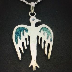 Sterling Silver Turquoise Inlay Thunderbird